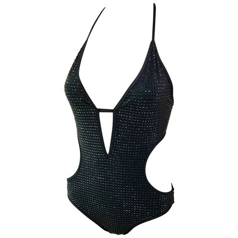 gucci embellished bikini|black Gucci swimsuit.